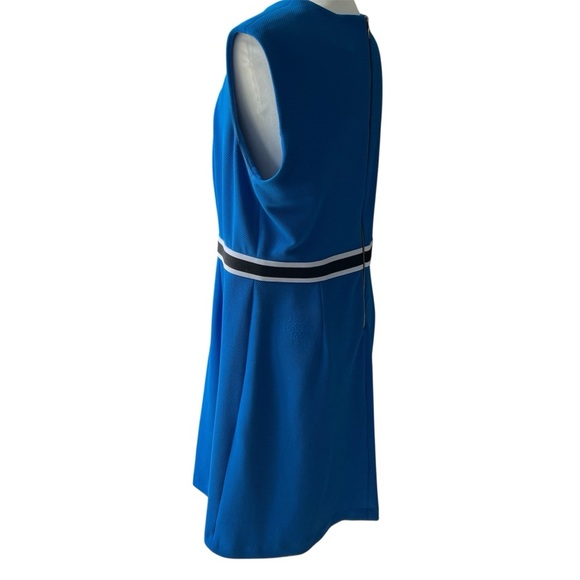 Nine West sz 14 Blue A-Line Midi Dress Preppy Professional boat Nautical coastal - Picture 4 of 11
